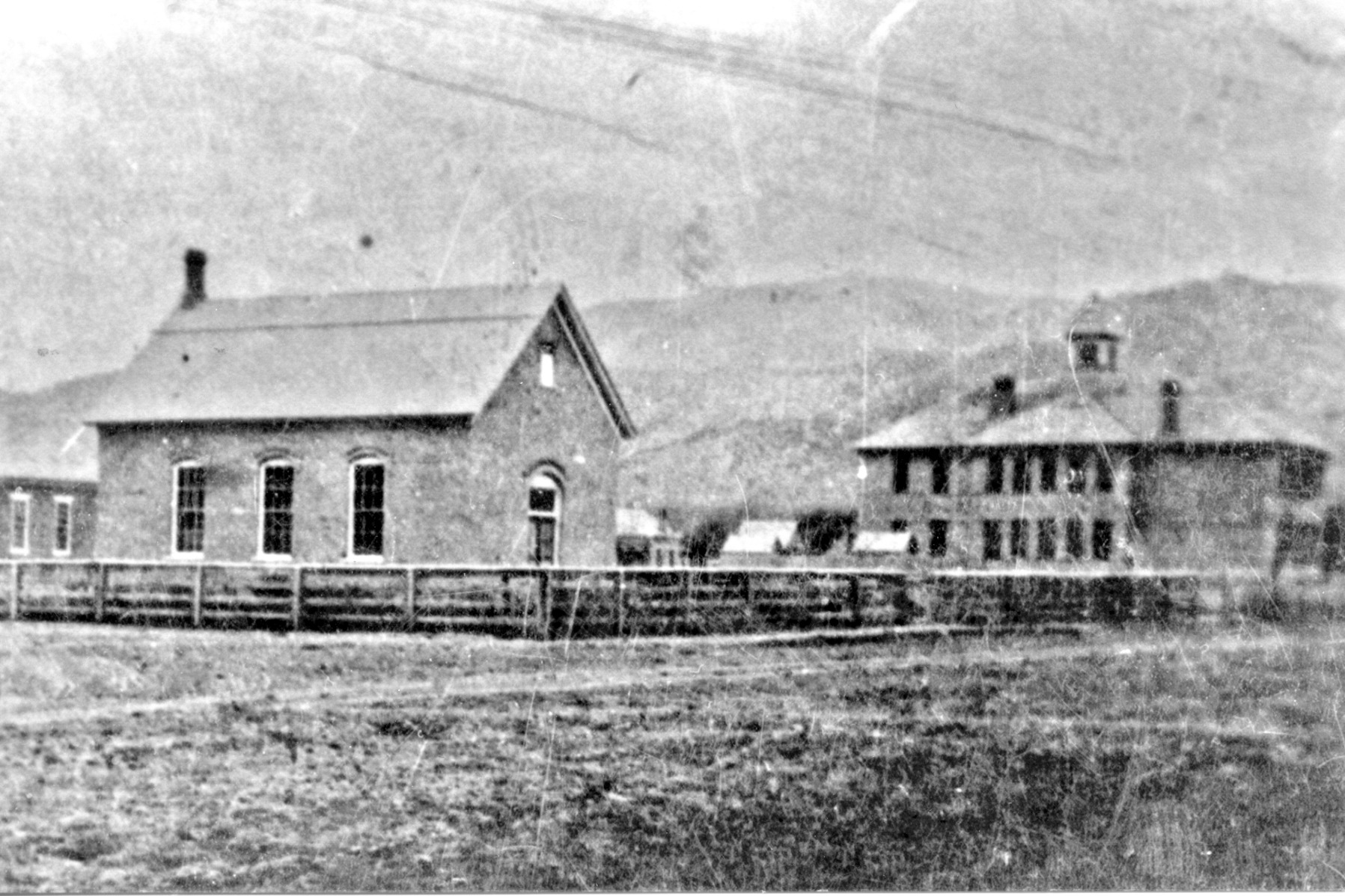 Scipio Square,front Left Is Relief Society Hall, In Back To Left Is Chapel, Right Is School Building