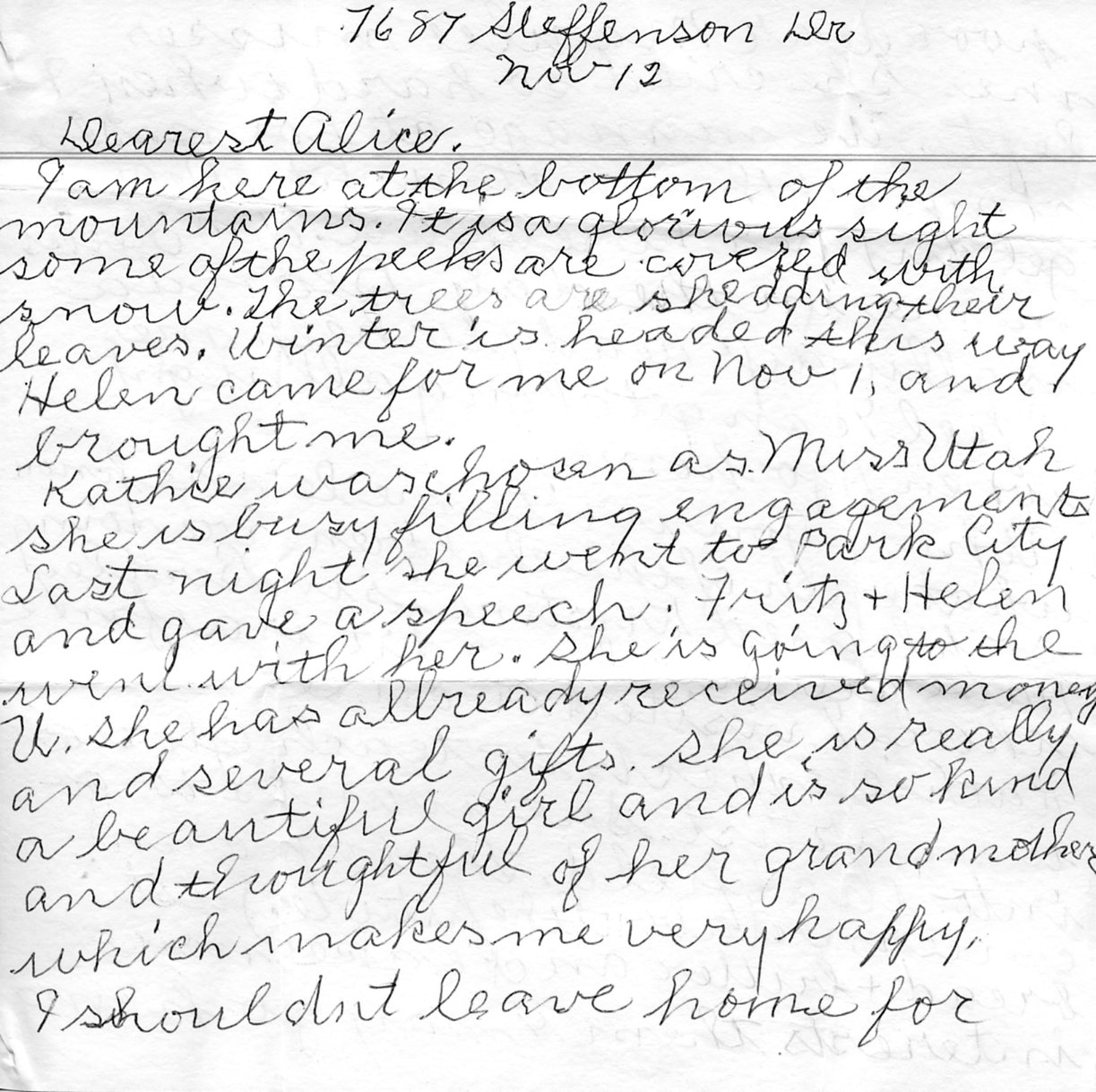 Letter from Lottie to Alice 12 Nov 1968