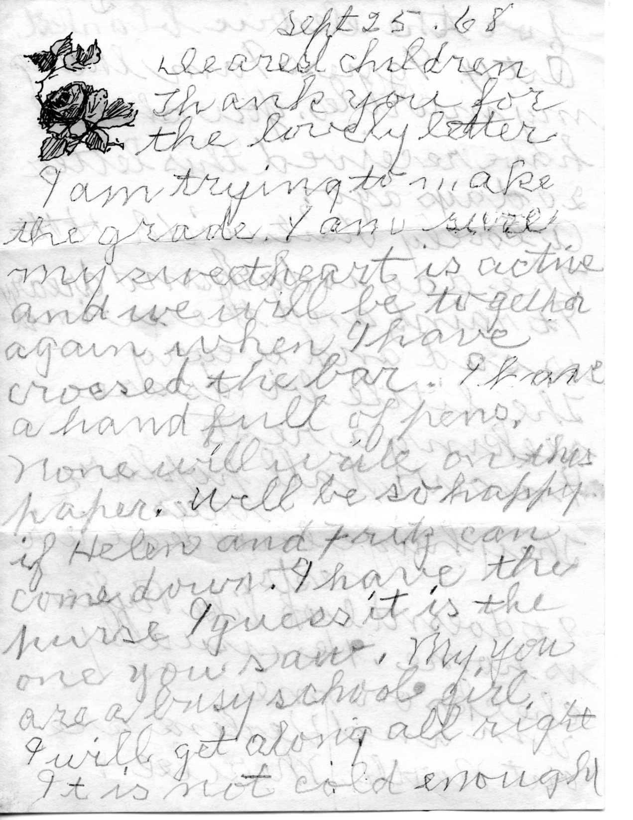 Letter from Lottie to children 25 Sep 1968