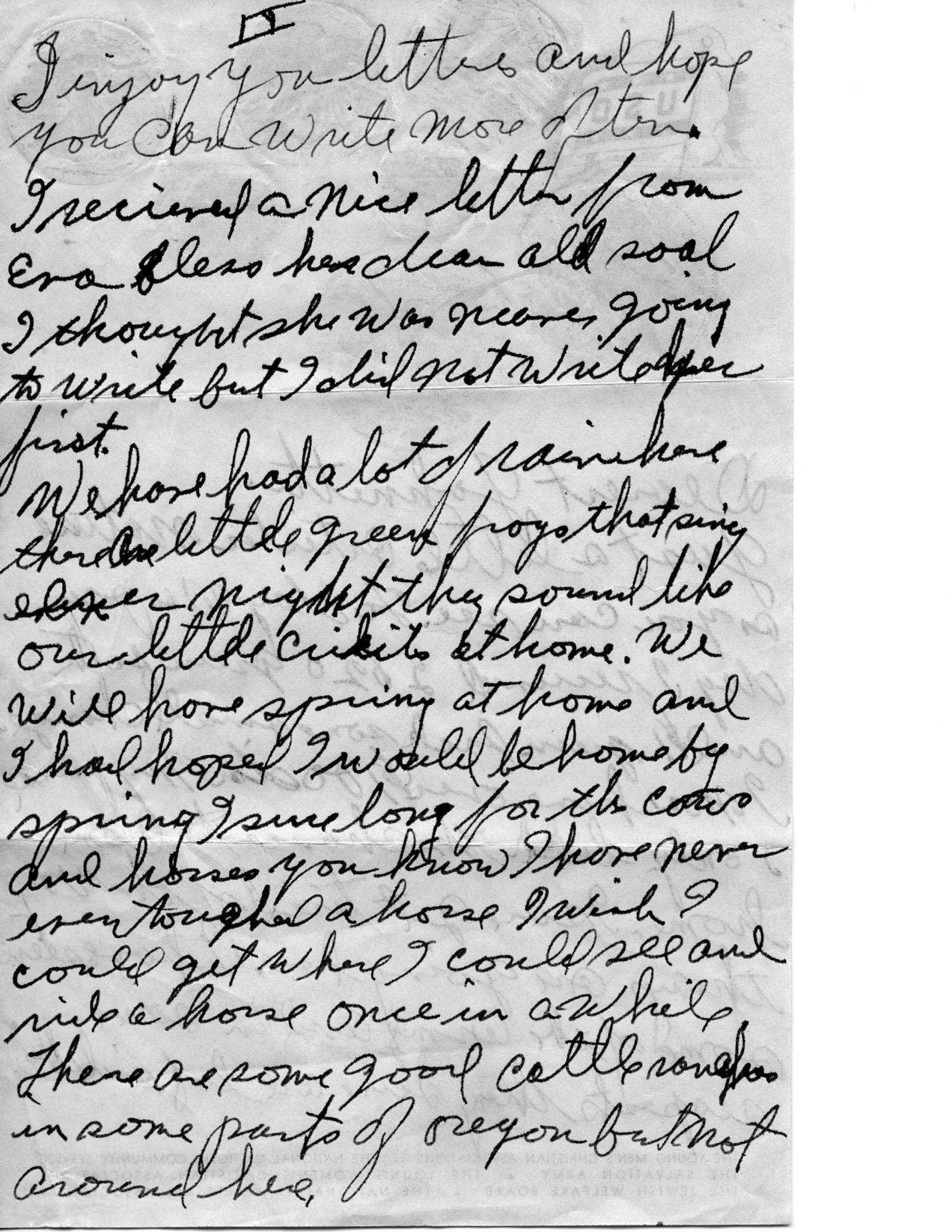 Letter from William to Johnette 1943