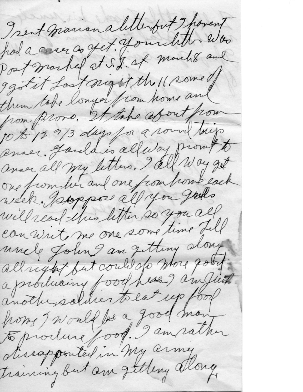 Letter from William to Johnette 1943
