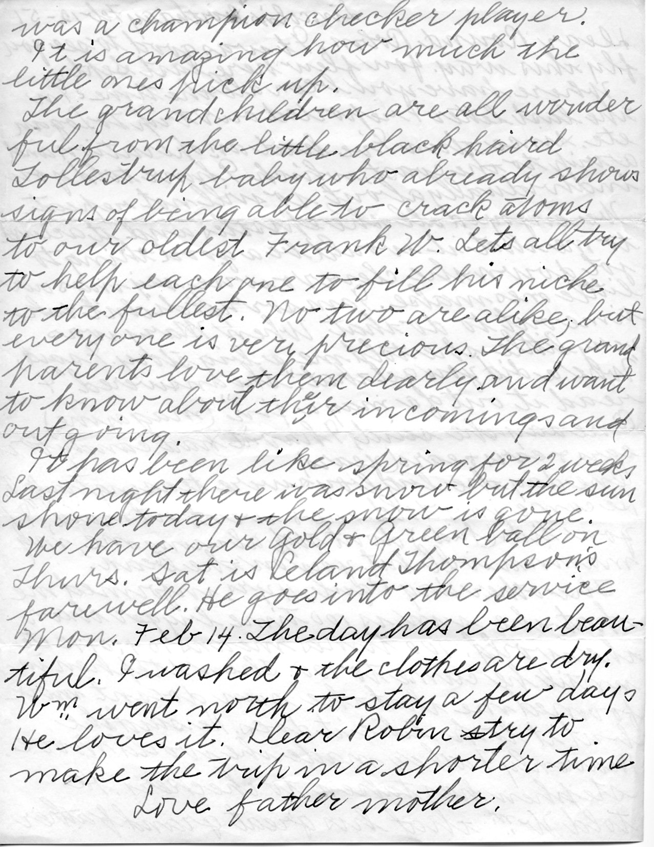 Lotties to Round Robin 12 Feb 1951