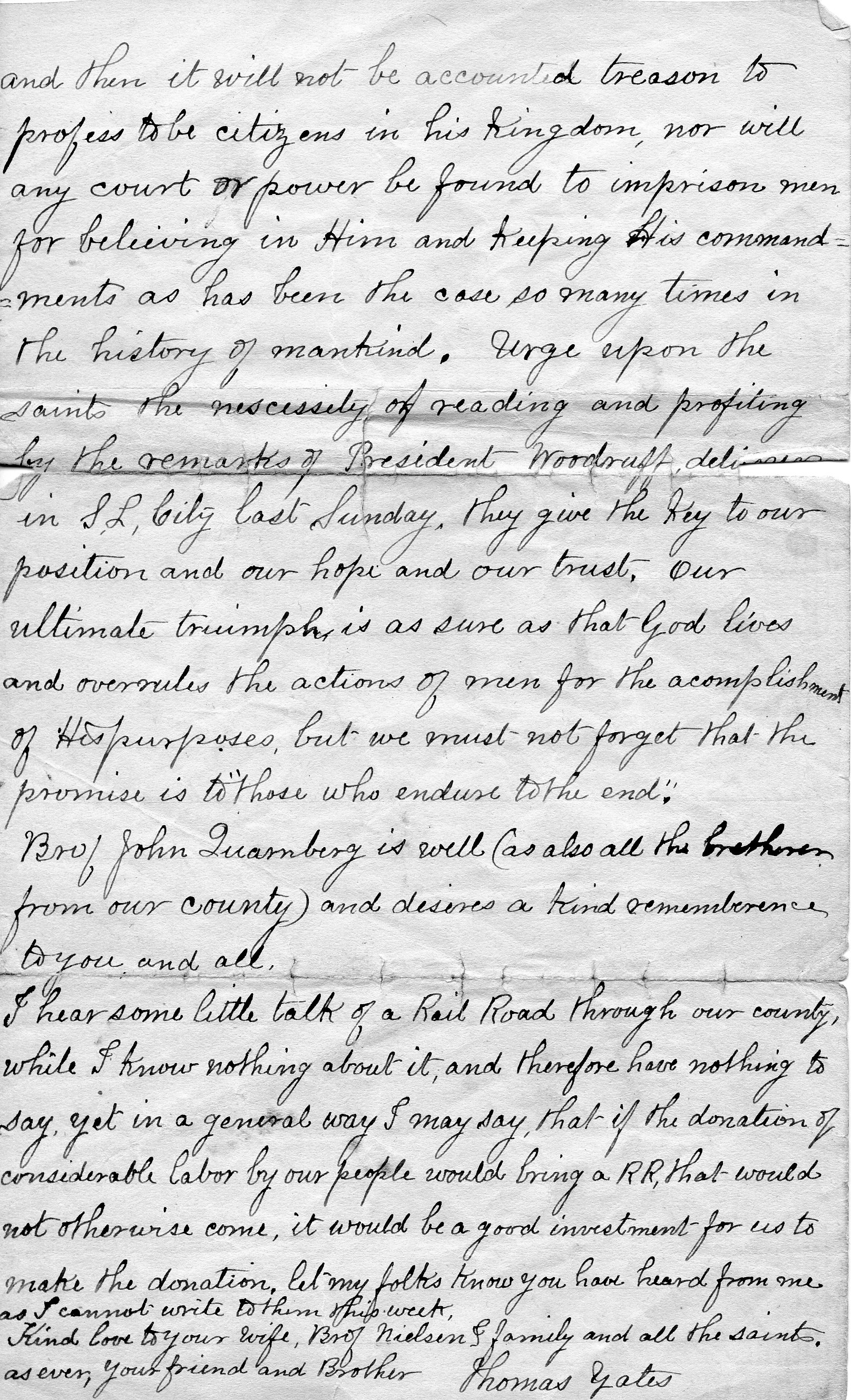 Thomas Yates from Scipio letter